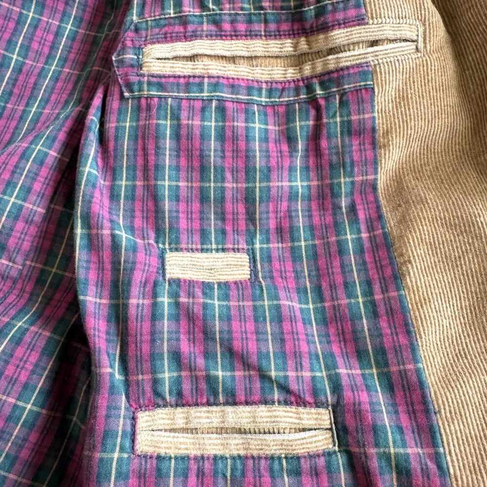 L.L. Bean Mens Corduroy Blazer Jacket Size 44 Reg Tartan Lined Cotton Retro Tan